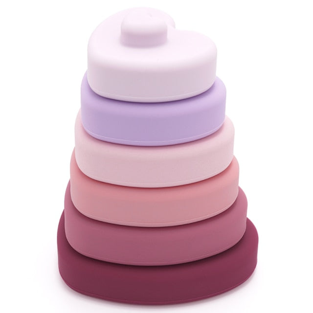 Mauve heart tapered building blocks for toddlers