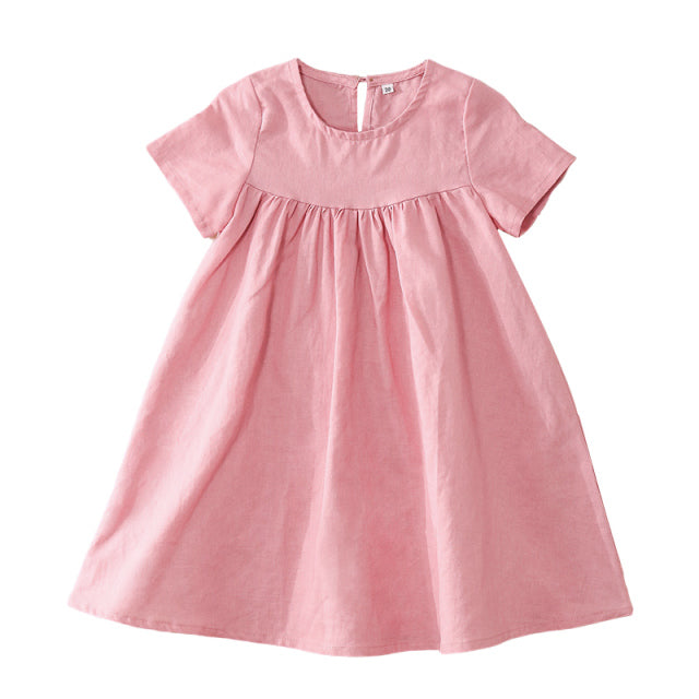 Baby pink girls linen dress