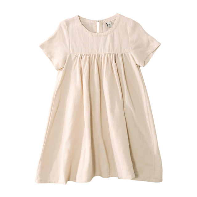 Ivory colored antique style linen dress for girls and toddlers