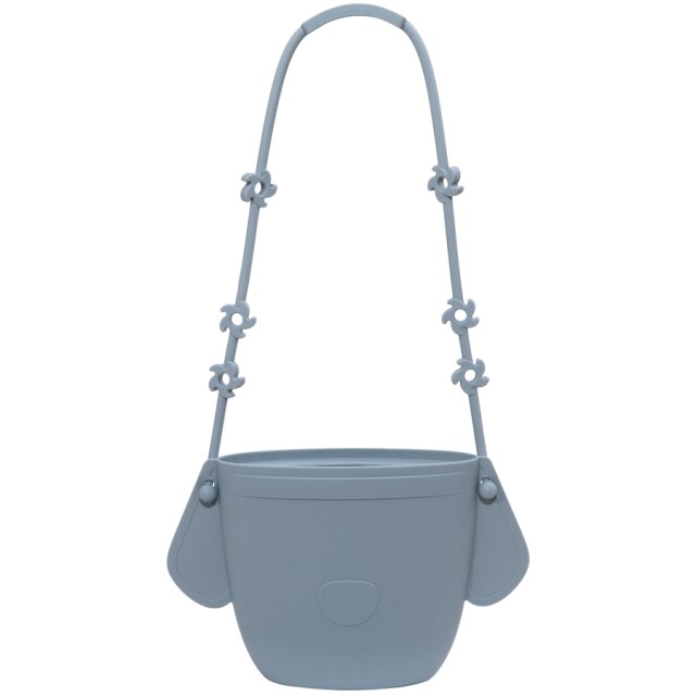 Cute ether blue  silicone kids re-sealabe purse for snacks.