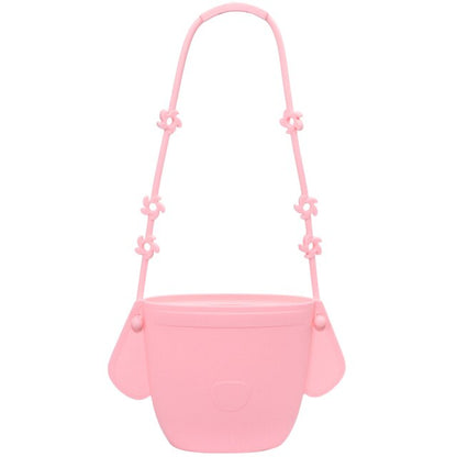 Cute blush pink silicone kids re-sealabe purse for snacks.